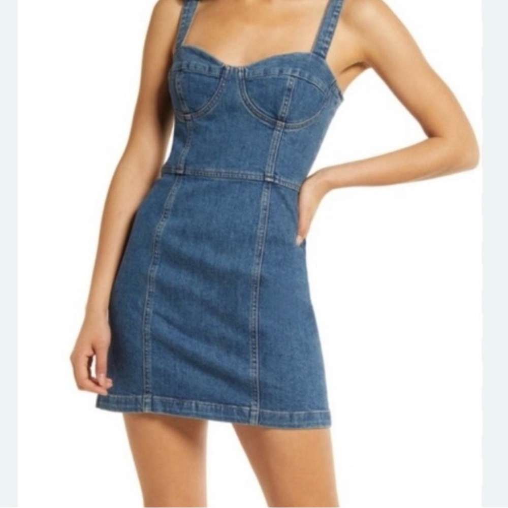 REFORMATION Nikki Bustier Denim Mini Dress